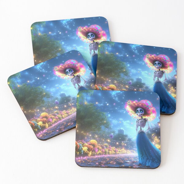 Item preview, Elegant skeleton in hat under vibrant night sky designed and sold by Artessie.