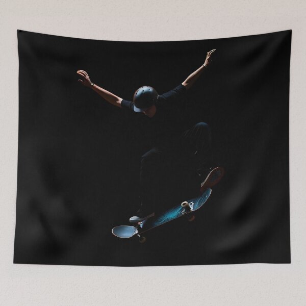 Item preview, Skateboarder Silhouette Over Neon Graffiti designed and sold by ChicTrendz.