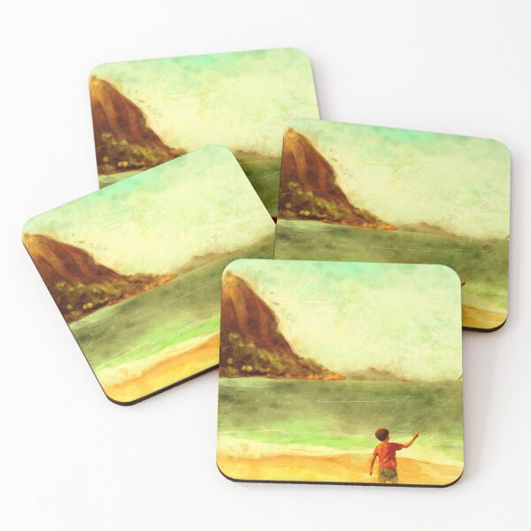 Item preview, Expressive and Nostalgic Painting of a Boy Flying a Kite in Urca beach and Pão de açúcar (Sugarloaf) Mountain, in Rio de Janeiro, Brazil designed and sold by ibadishi.
