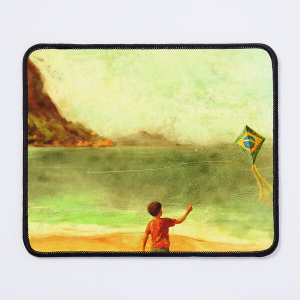 Item preview, Expressive and Nostalgic Painting of a Boy Flying a Kite in Urca beach and Pão de açúcar (Sugarloaf) Mountain, in Rio de Janeiro, Brazil designed and sold by ibadishi.