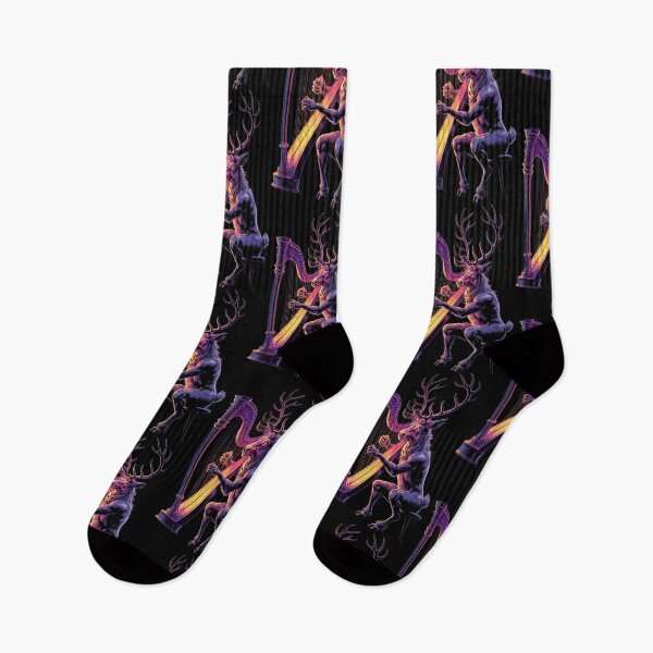 Item preview, Harp Stag – Majestic Deer Playing the Harp in Neon Lights designed and sold by Sepinik.