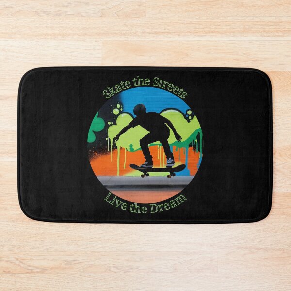 Item preview, Skater Silhouette Over Neon Graffiti designed and sold by ChicTrendz.
