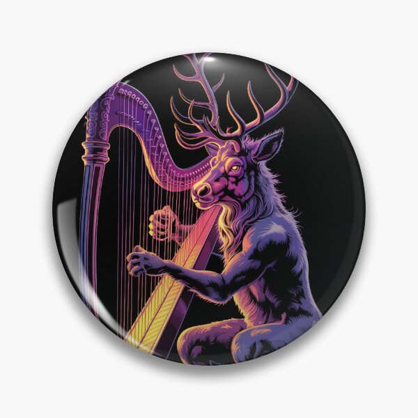 Item preview, Harp Stag – Majestic Deer Playing the Harp in Neon Lights designed and sold by Sepinik.