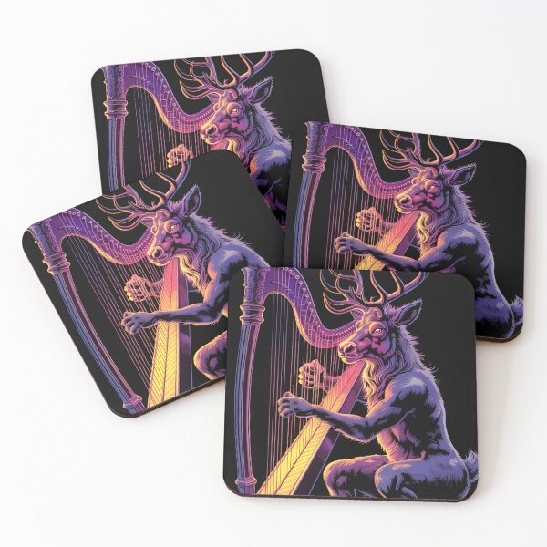 Item preview, Harp Stag – Majestic Deer Playing the Harp in Neon Lights designed and sold by Sepinik.