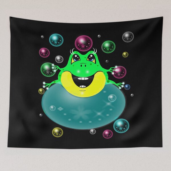 Item preview, An adorable frog is sitting on a colorful bubble with a big smile on its face designed and sold by Shirley cute art .