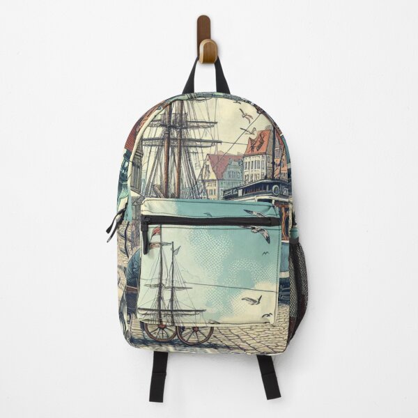 Item preview, Wismar Retro Cityscape – AI Art with Classic Vehicles | Perfect for Travel Lovers, Apparel & Accessories designed and sold by knalpot-design.