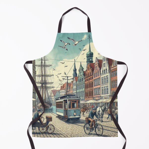 Item preview, Wismar Retro Cityscape – AI Art with Classic Vehicles | Perfect for Travel Lovers, Apparel & Accessories designed and sold by knalpot-design.