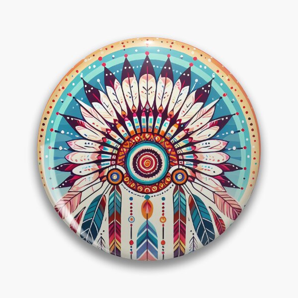 Item preview, Scandinavian Folk Art Warbonnet – Feathers, Rainbow, and Floral Design by heidiannemorris designed and sold by FOLK ART FUSION by heidiannemorris.