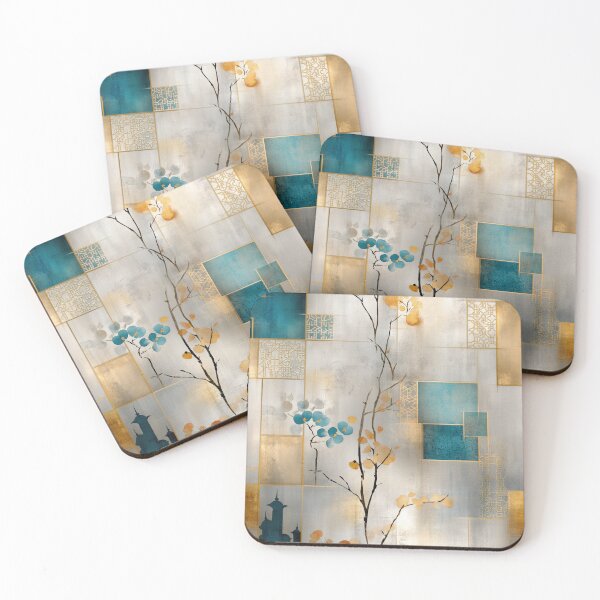 Item preview, Elegant Geometric Floral Pattern – Teal and Gold Oriental-Inspired Design designed and sold by Moisky Patterns.