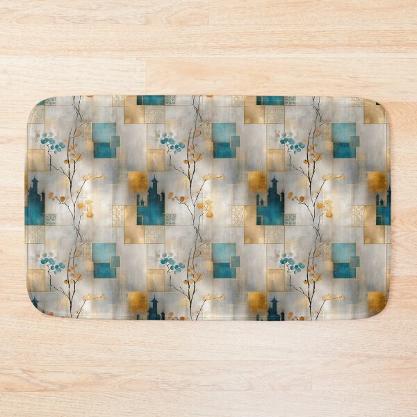 Item preview, Elegant Geometric Floral Pattern – Teal and Gold Oriental-Inspired Design designed and sold by Moisky Patterns.