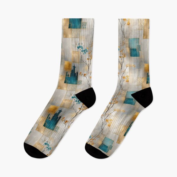 Item preview, Elegant Geometric Floral Pattern – Teal and Gold Oriental-Inspired Design designed and sold by Moisky Patterns.