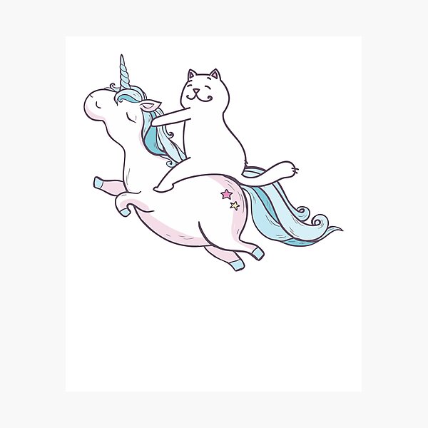 pusheen riding a unicorn