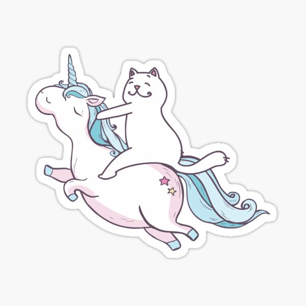 pusheen riding a unicorn