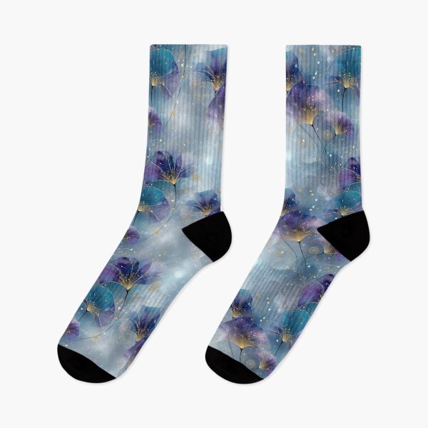 Artikelvorschau, Ätherisches Ginkgoblattmuster – Himmlisches Fantasiedesign in Blau und Gold entworfen und verkauft von Moisky Patterns.