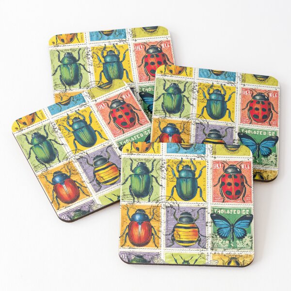 Item preview, Ornamental bugs and flowers on retro stamp sheet designed and sold by Piotrek0001.
