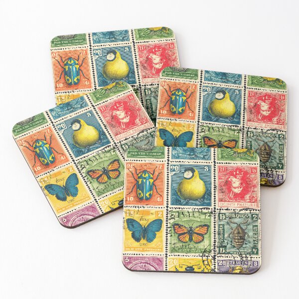 Item preview, Botanical and entomological art in antique stamp form designed and sold by Piotrek0001.
