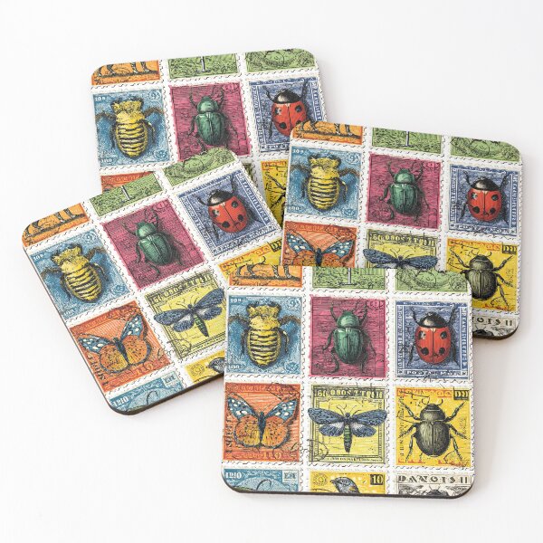 Item preview, Classic botanical bugs in nostalgic philatelic design designed and sold by Piotrek0001.