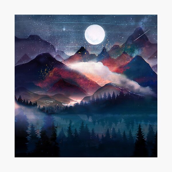 Item preview, Mountain Lake Under the Stars designed and sold by Nadjaa.