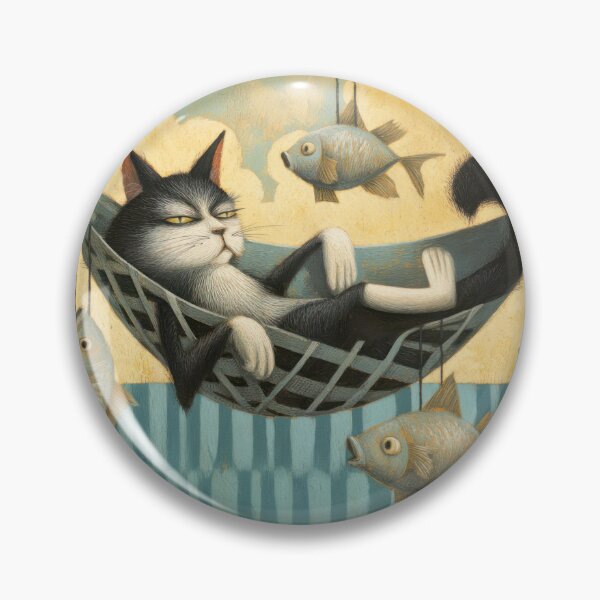 Item preview, Relaxed Cat Chilling with Floating Fish designed and sold by UtArt.