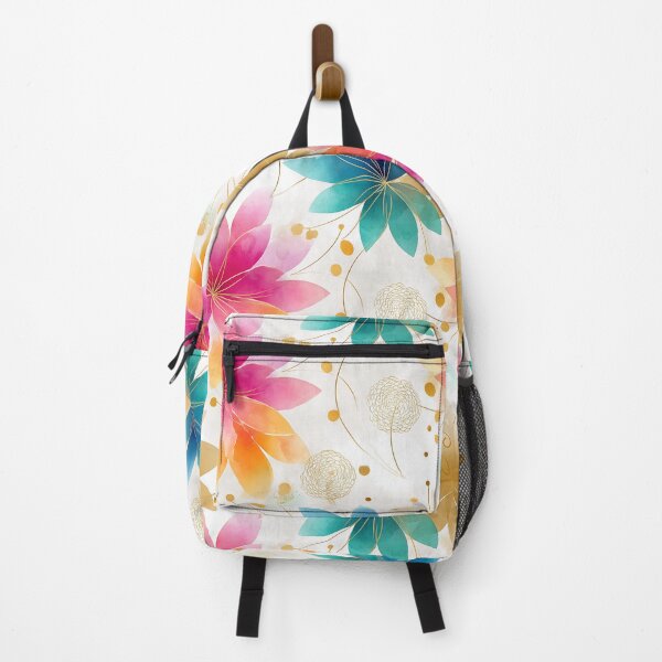 Item preview, Vibrant Watercolor Floral Pattern – Pink, Blue, and Gold Botanical Design designed and sold by Moisky Patterns.