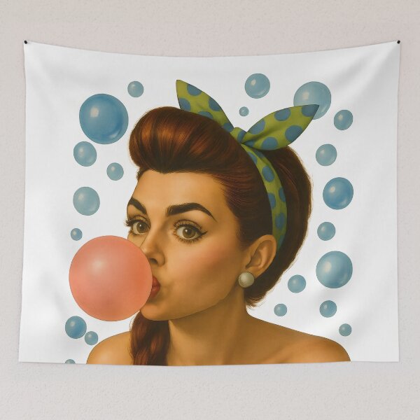 Item preview, Bubblegum Girl. Retro vibe headscarf aesthetic. designed and sold by Shoot-The-Moon.