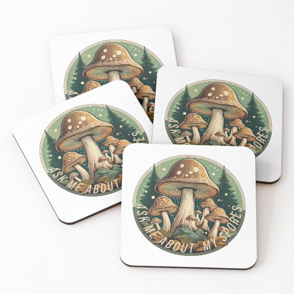 Item preview, Ask Me About My Spores – Goblincore Badge Design designed and sold by Gnome Grove.