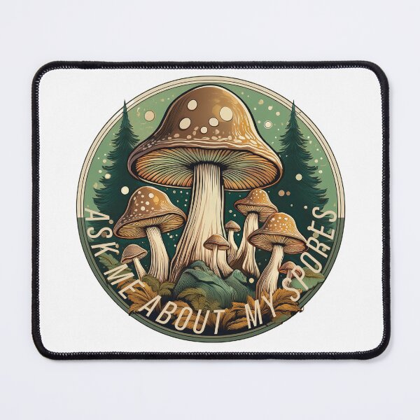 Item preview, Ask Me About My Spores – Goblincore Badge Design designed and sold by Gnome Grove.