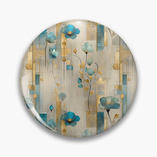 Item preview, Geometric Teal Floral Pattern – Luxurious Botanical Design with Gold Accents designed and sold by Moisky Patterns.