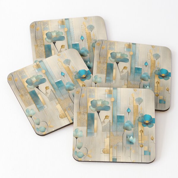 Item preview, Geometric Teal Floral Pattern – Luxurious Botanical Design with Gold Accents designed and sold by Moisky Patterns.