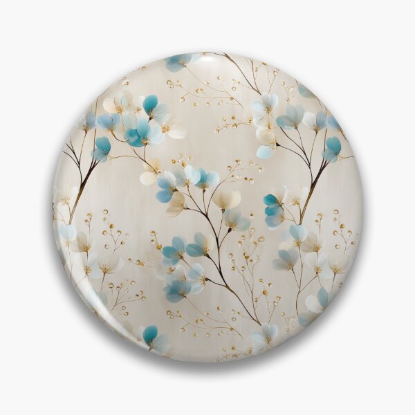 Item preview, Delicate Blue and Cream Floral Pattern – Elegant Botanical Design with Gold Accents designed and sold by Moisky Patterns.