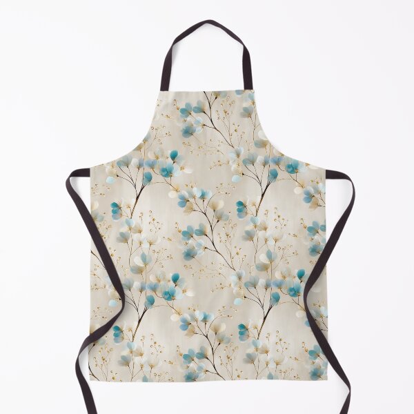 Item preview, Delicate Blue and Cream Floral Pattern – Elegant Botanical Design with Gold Accents designed and sold by Moisky Patterns.
