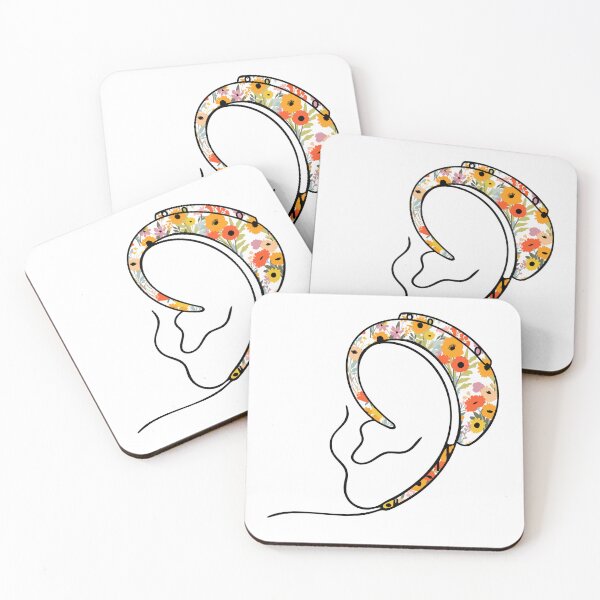 Item preview, Floral Hearing Aid Line Art Disability Rights designed and sold by spooniecentral.