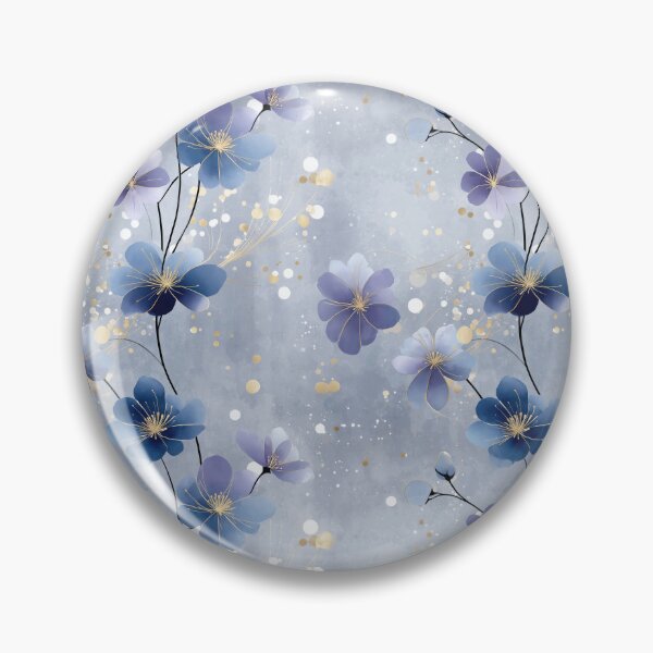 Item preview, Dreamy Blue Floral Pattern – Ethereal Botanical Design with Gold Accents designed and sold by Moisky Patterns.