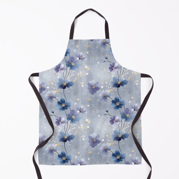 Item preview, Dreamy Blue Floral Pattern – Ethereal Botanical Design with Gold Accents designed and sold by Moisky Patterns.