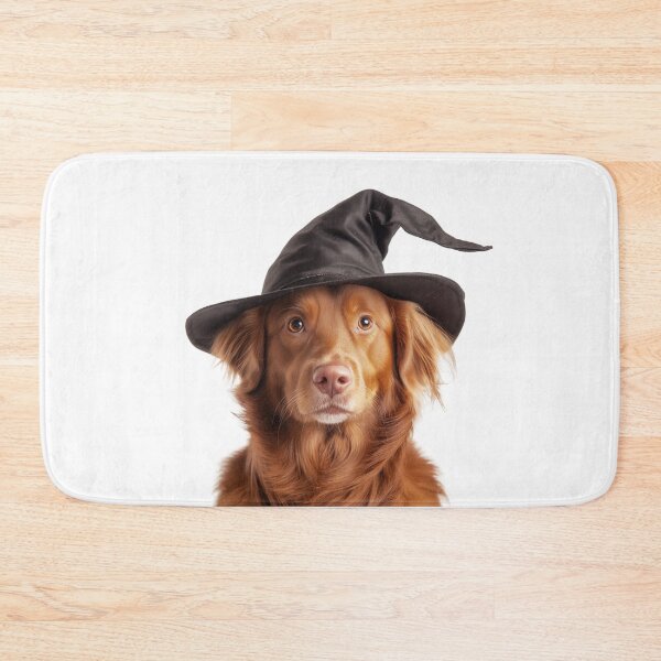 Item preview, Nova Scotia Duck Tolling Retriever dog Wearing Halloween Witch Hat designed and sold by LazyOwlStore.
