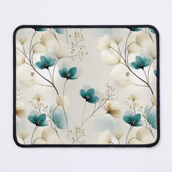 Item preview, Minimalist Teal and Beige Floral Pattern – Elegant Botanical Design with Gold Accents designed and sold by Moisky Patterns.