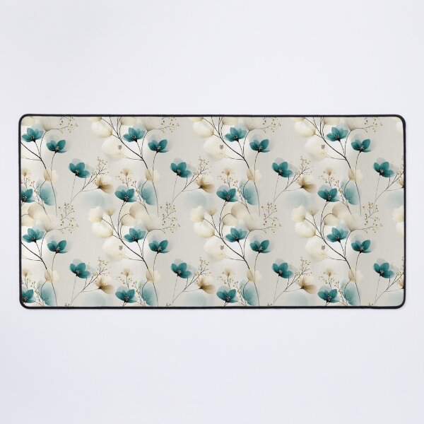 Item preview, Minimalist Teal and Beige Floral Pattern – Elegant Botanical Design with Gold Accents designed and sold by Moisky Patterns.