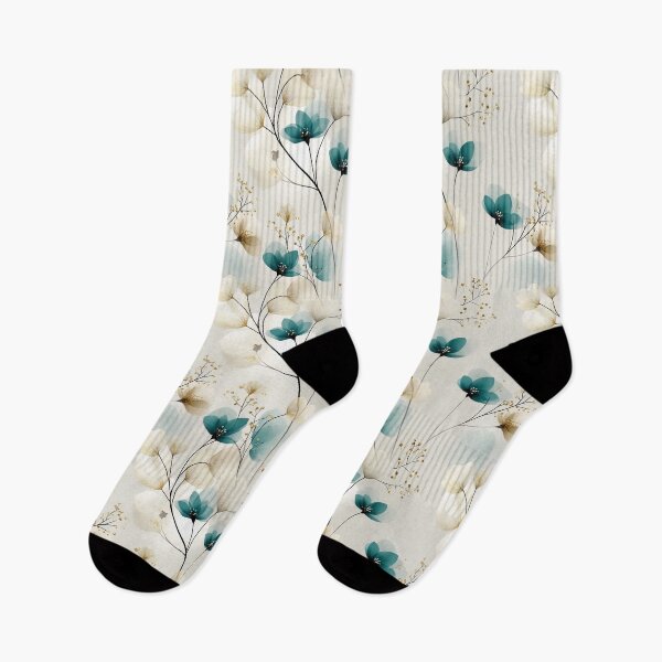 Item preview, Minimalist Teal and Beige Floral Pattern – Elegant Botanical Design with Gold Accents designed and sold by Moisky Patterns.