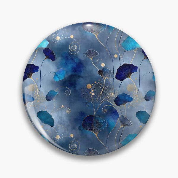 Item preview, Midnight Blue Ginkgo Pattern – Luxurious Botanical Design with Gold Swirls designed and sold by Moisky Patterns.