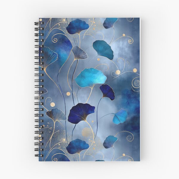Item preview, Midnight Blue Ginkgo Pattern – Luxurious Botanical Design with Gold Swirls designed and sold by Moisky Patterns.