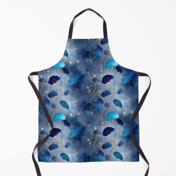 Item preview, Midnight Blue Ginkgo Pattern – Luxurious Botanical Design with Gold Swirls designed and sold by Moisky Patterns.