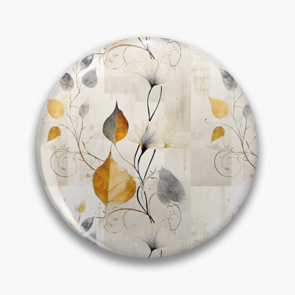Aperçu de l'œuvre Motif de feuilles rustiques dorées et grises – Motif botanique vintage avec fond texturé créée et vendue par Moisky Patterns.