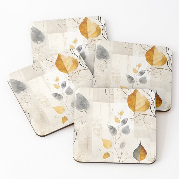 Item preview, Rustic Gold and Gray Leaf Pattern – Vintage Botanical Design with Textured Background designed and sold by Moisky Patterns.
