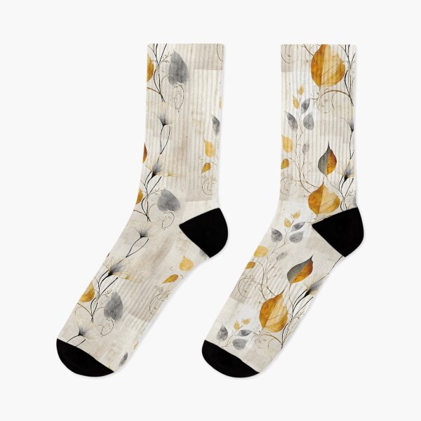 Item preview, Rustic Gold and Gray Leaf Pattern – Vintage Botanical Design with Textured Background designed and sold by Moisky Patterns.