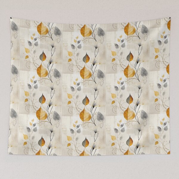 Item preview, Rustic Gold and Gray Leaf Pattern – Vintage Botanical Design with Textured Background designed and sold by Moisky Patterns.