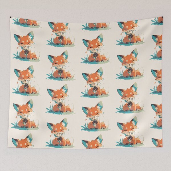 Item preview, Cute fox enjoying spring flowers designed and sold by etherElric.