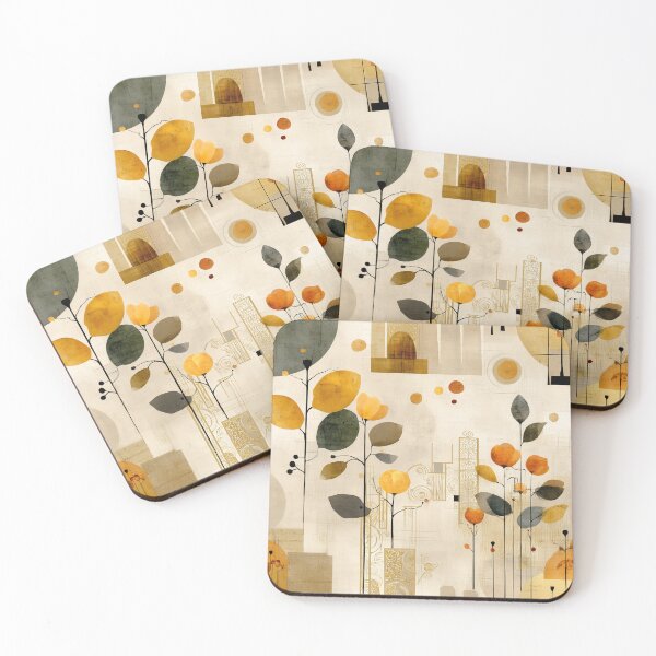 Item preview, Abstract Autumn Botanical Pattern – Geometric Nature Design with Warm Earth Tones designed and sold by Moisky Patterns.