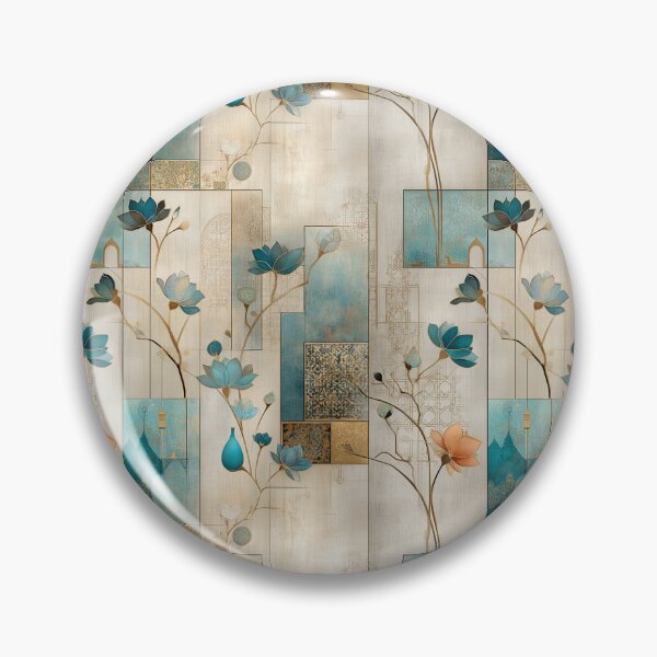 Item preview, Oriental Teal and Gold Floral Pattern – Luxurious Lotus and Geometric Design designed and sold by Moisky Patterns.