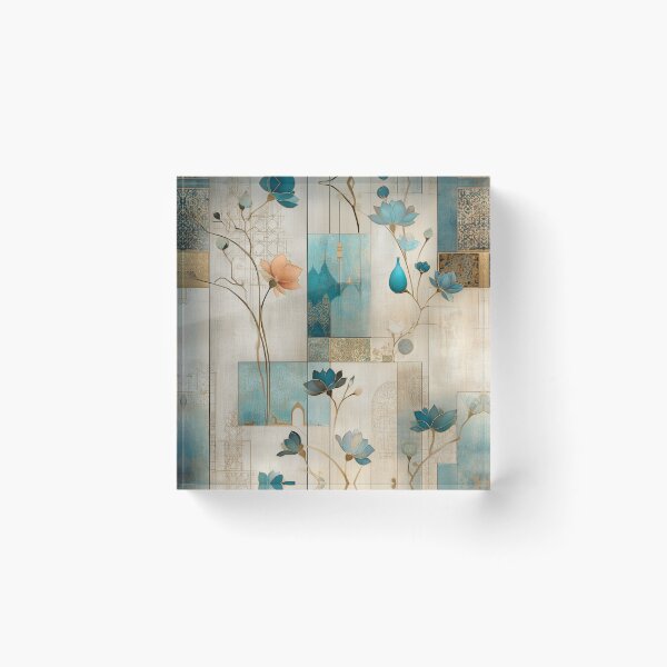 Item preview, Oriental Teal and Gold Floral Pattern – Luxurious Lotus and Geometric Design designed and sold by Moisky Patterns.