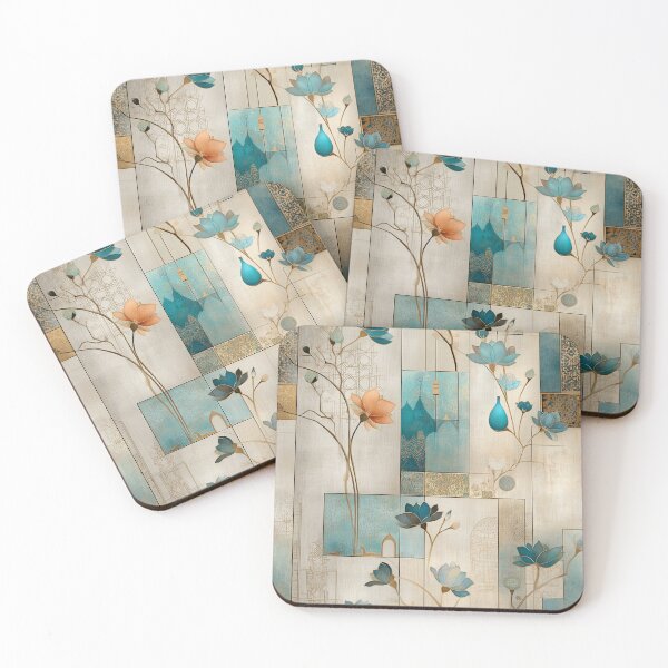 Item preview, Oriental Teal and Gold Floral Pattern – Luxurious Lotus and Geometric Design designed and sold by Moisky Patterns.